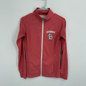 Majestic St. Louis Cardinals Womens Full Zip‎ Light Jacket Size M Long MLB Red